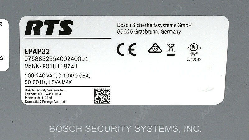 RTS Bosch EPAP-32 Expansion Program Assist Panel F01U118741