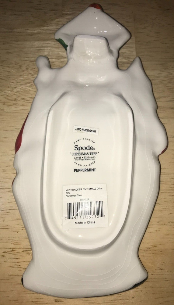 CHRISTMAS TREE SPODE SANTA NUTCRACKER PEPPERMINT SMALL DISH 10" X 5.25"