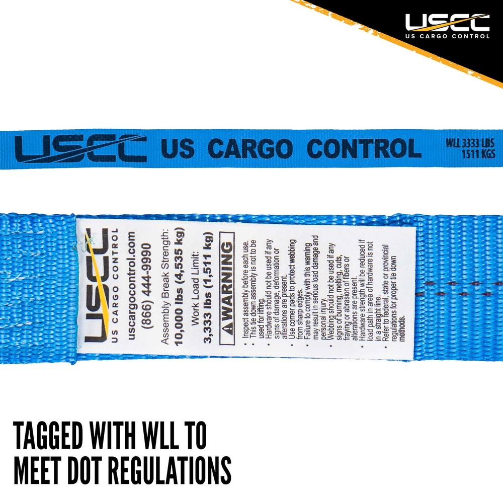 USCC 2" X 30' Ratchet Tie Down w/Black Flat Hook - Blue