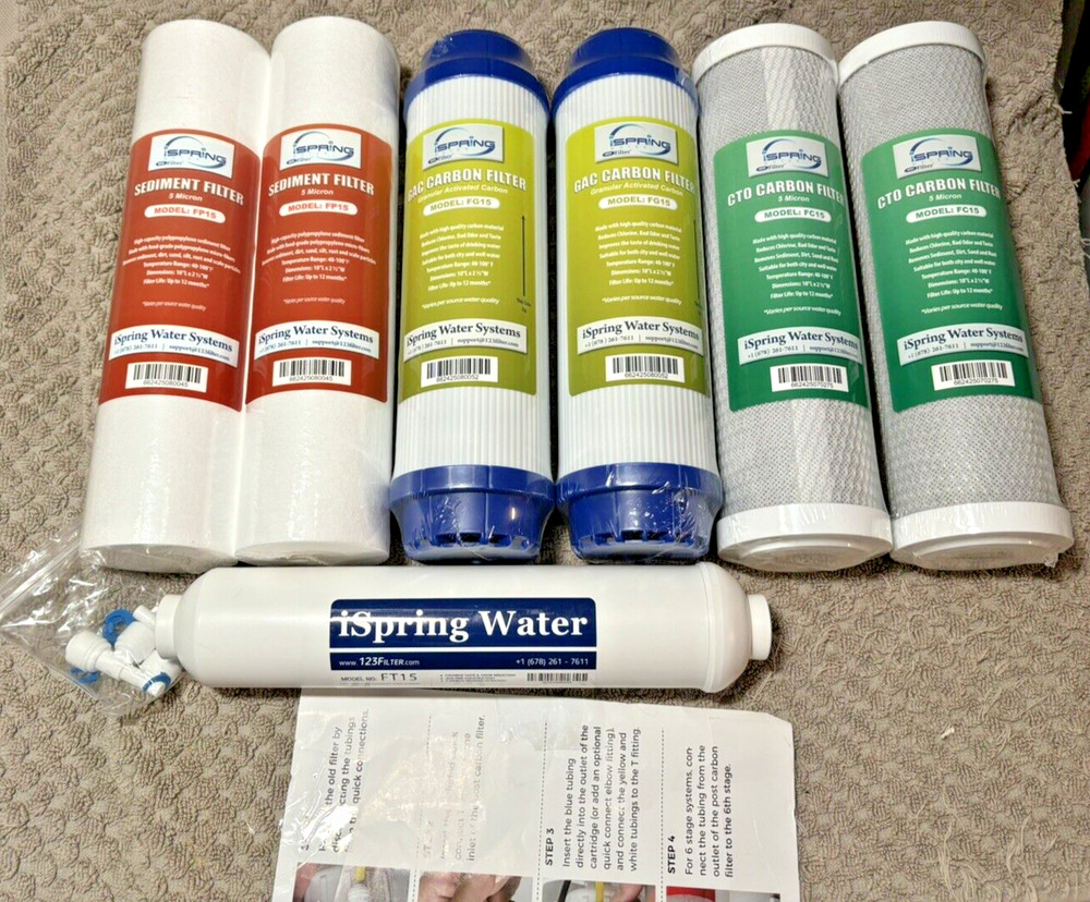 iSpring F7RO 10"x2.5" Standard RO  Water Filter 1-year Replacement 7 Piece