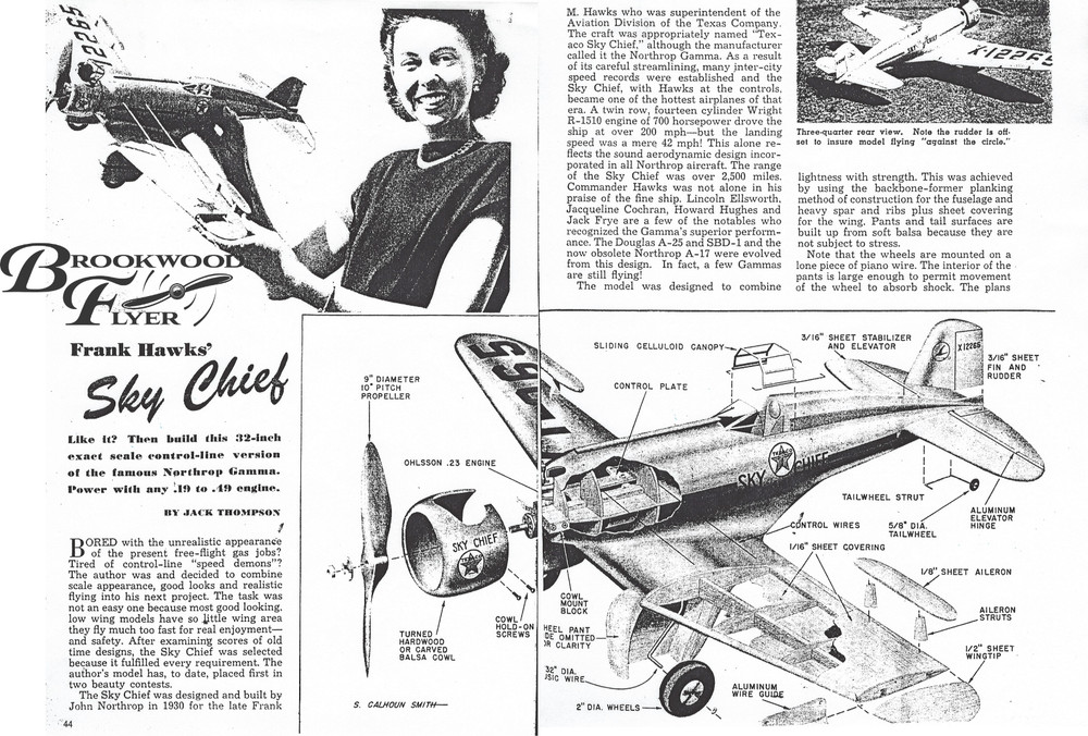 Rare SKY CHIEF & POLAR STAR PLANS + CONSTRUCTION ARTICLE for UC Model Airplanes