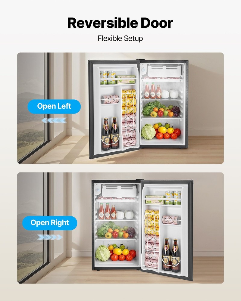 Mini Fridge 3.2 Cu.Ft Single Door Compact Refrigerator Adjustable Temperat