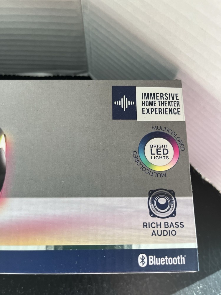 Brookstone LED Wireless 17.7" Soundbar LED Lights Bluetooth Multiple Inputs USB