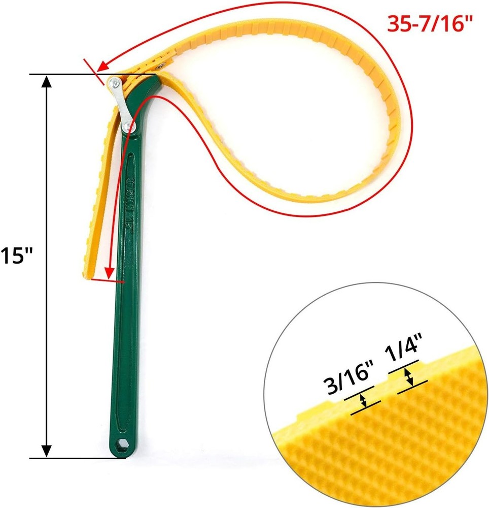 15-Inch Adjustable Belt Strap Wrench, Multi-Purpose Oil Filter Tool
