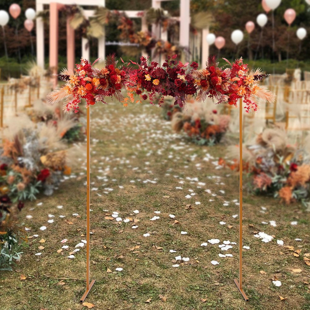 Wedding Arch Rack Rectangular Flower Decor Frame Stand Gold Metal Party Backdrop