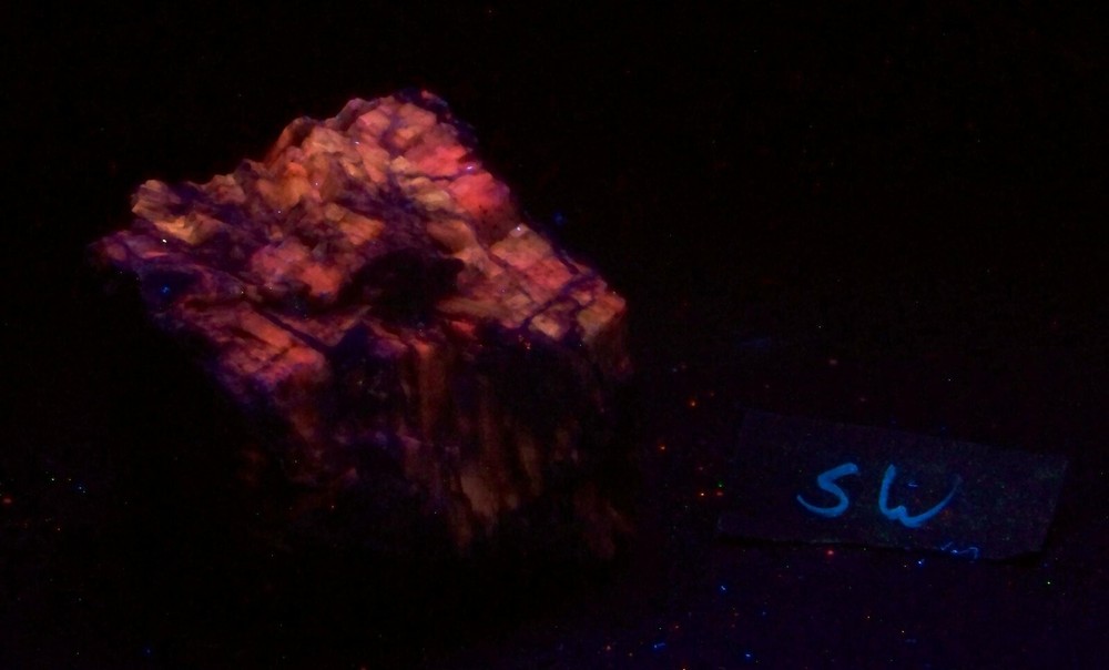 Fluorescent Calcite from Bullard Peak SW UV Specimen