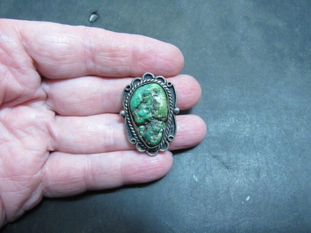 native American green turquoise ring