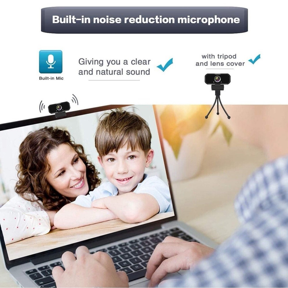 Webcam HD 1080P,Webcam with Microphone,Webcam with Privacy Shutter and Tripod
