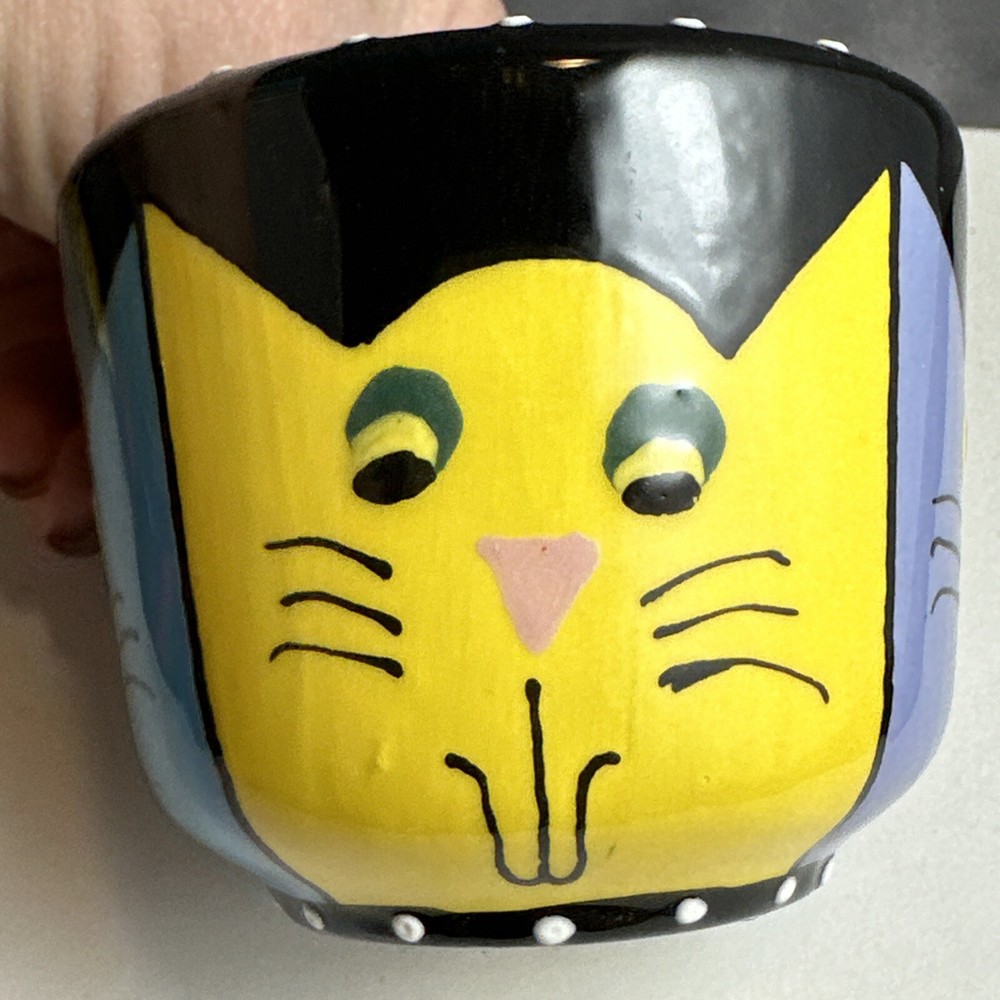 Small Cat Cup/ Pot Signed D Grant