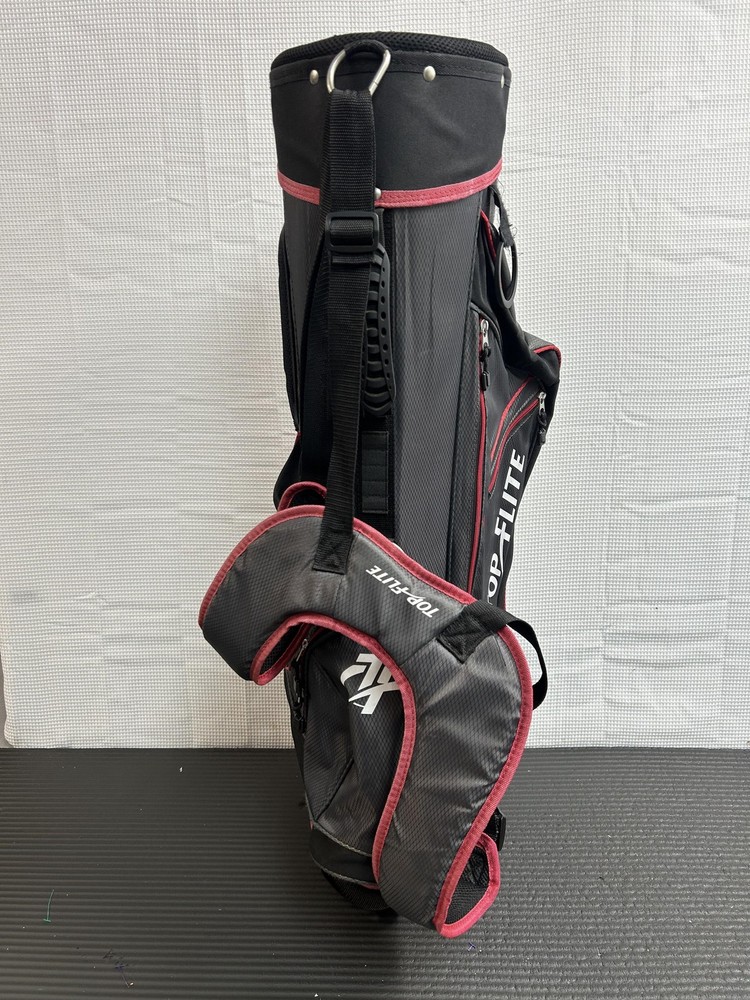 Top Flite Golf Stand Bag Large Black 4 Way Divider 4 Pockets Polyester