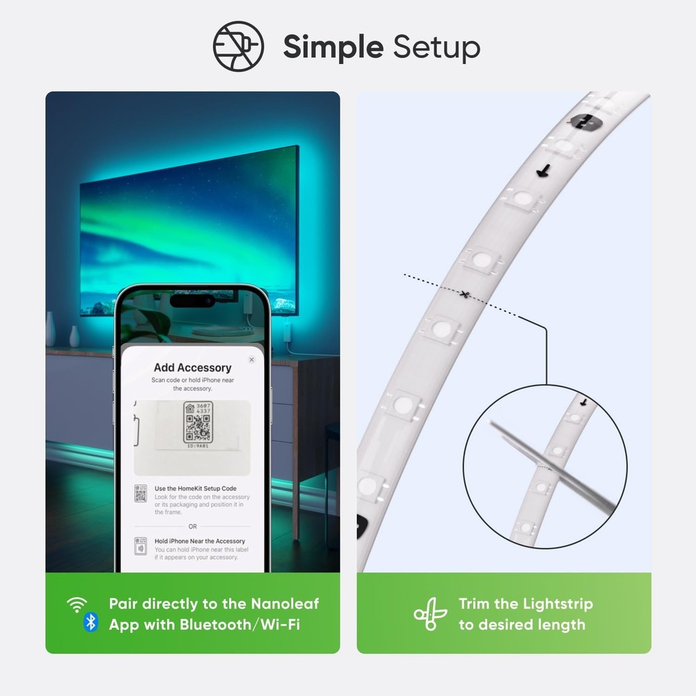 Nanoleaf Essentials Matter Bluetooth & WiFi Smart Multicolor LED Lightstrip 2...