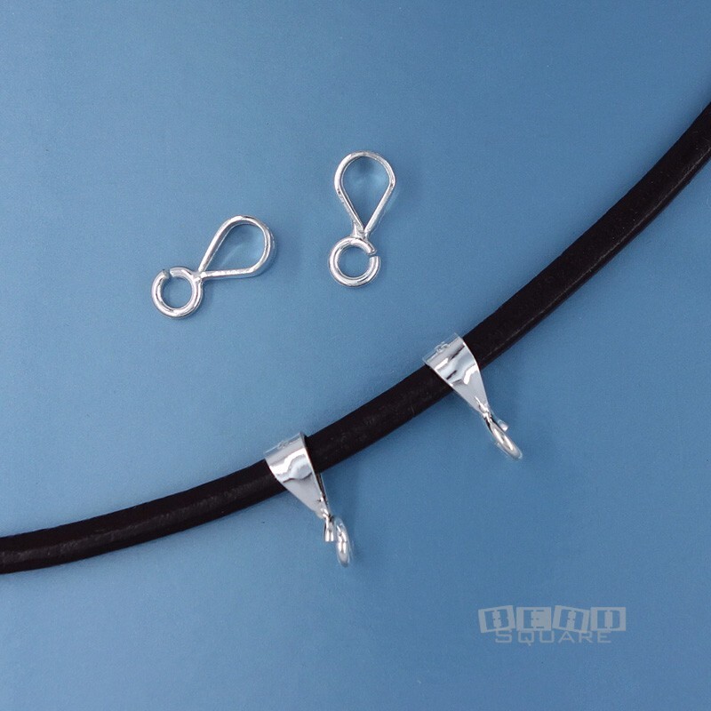 4 Solid Sterling Silver Smooth Pendant Bail Connectors w/Open Loop 10.6mm #33413