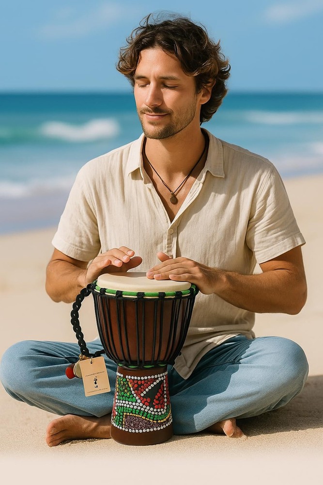 Djembe Drum – African Bongo Congo Style Drum – 12" High Solid Mahoga