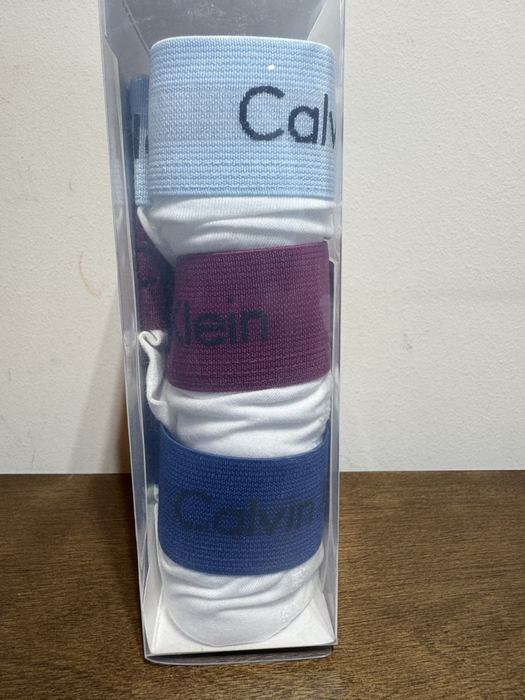 Calvin Klein Trunks 3 Pack - White - Blue & Burgundy - Medium - M