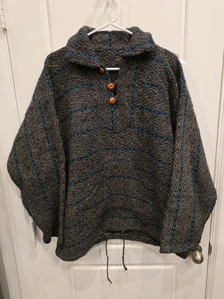 Vintage Peruvian Handmade Wool Pullover Jacket Andean Tribal L/XL