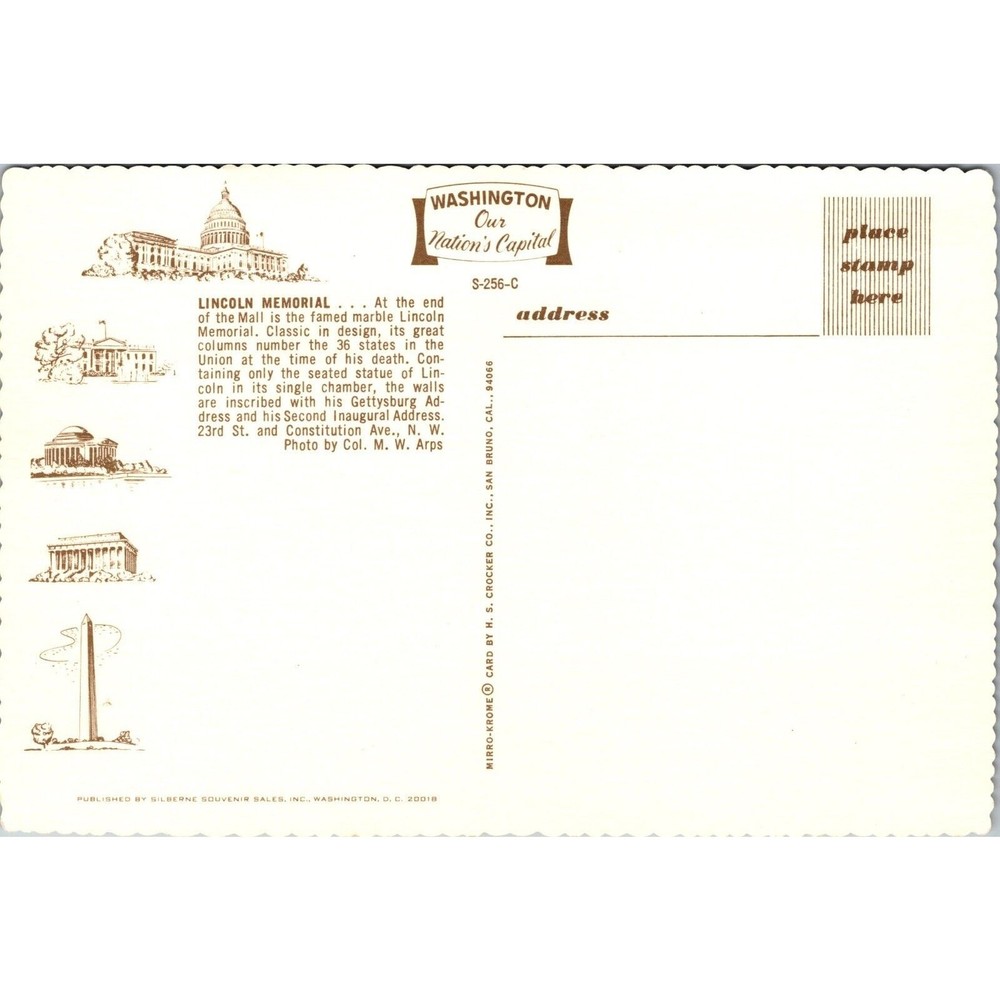 Lincoln Memorial Washington DC Postcard PC65