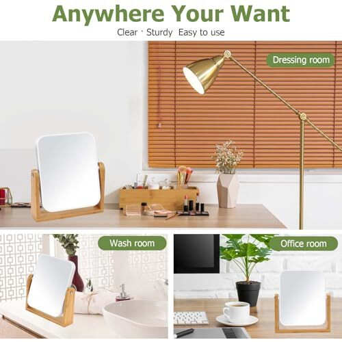 Vanity Mirror Makeup Mirror with Stand, 1X/3X Magnification Double Sided 360