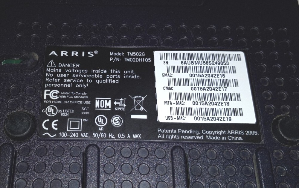 Arris TM502G Cable Modem
