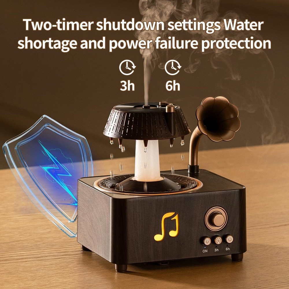 250ml Aromatherapy Diffuser Humidifier, Ultrasonic Rain Mist, Remote, Dark Wood