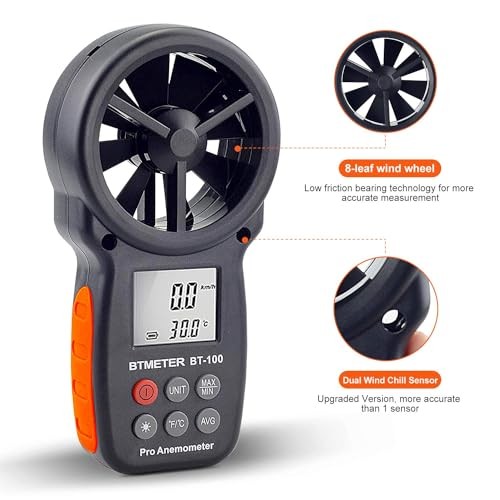 BT-100 Handheld Anemometer, Digital Wind Speed CFM Meter BT-100 Anemometer