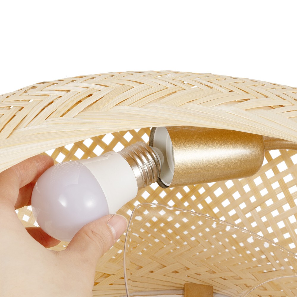 20" Farmho e Boho Rattan Woven Bamboo Ceiling Fan with Light & Remote Control