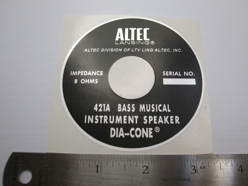 ALTEC 421A Horn Loudspeaker Driver  "DECAL" New!