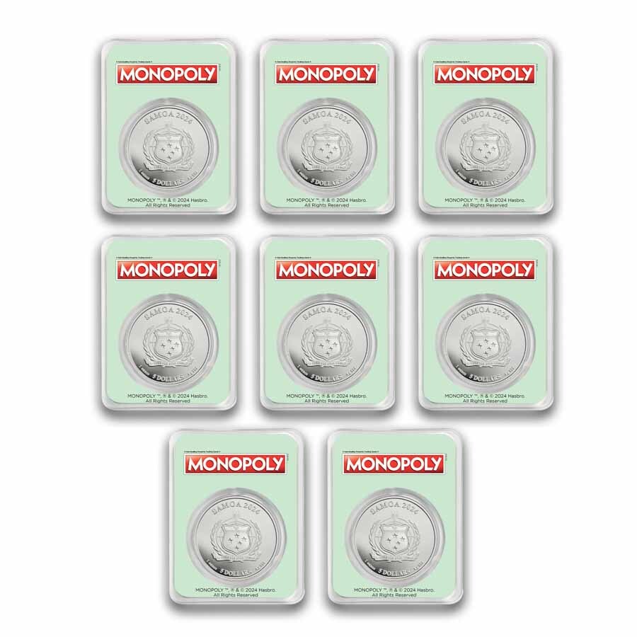 2024 Samoa 8-Coin Silver Monopoly Board Spaces Set
