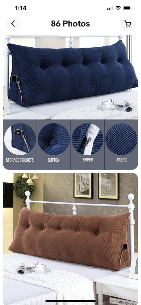 Soft Headboard Triangular Wedge Reading Pillow Daybed Backrest Cushion, WOWMAX