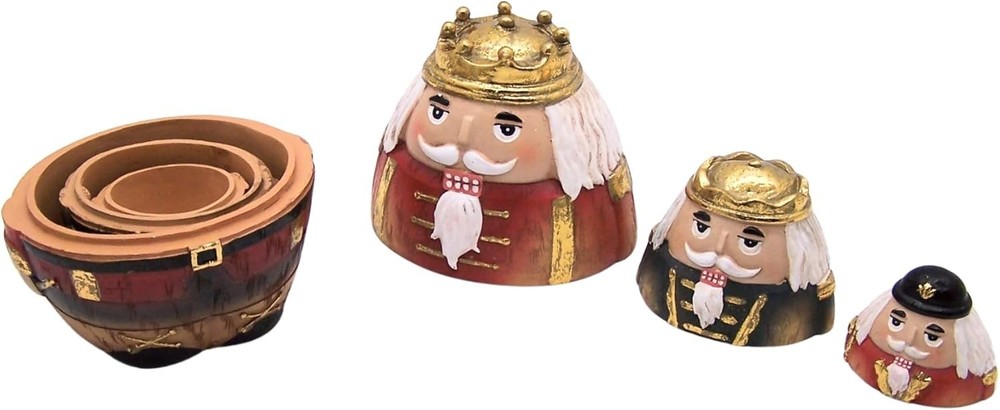 3pc Nesting Nutcracker Set Christmas Holiday Decor Stacking Soldier Figurines