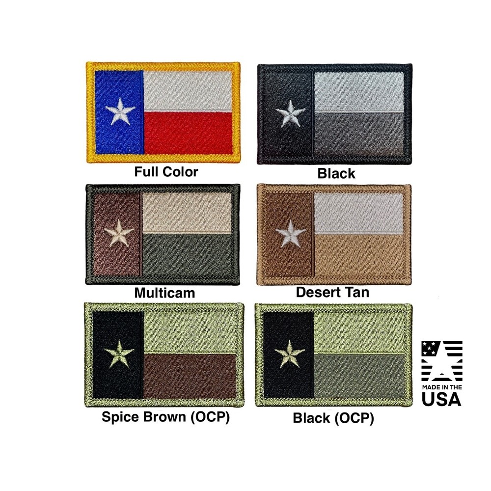 TEXAS FLAG PATCH HOOK  BACKING VARIOUS COLORS MADE IN USA
