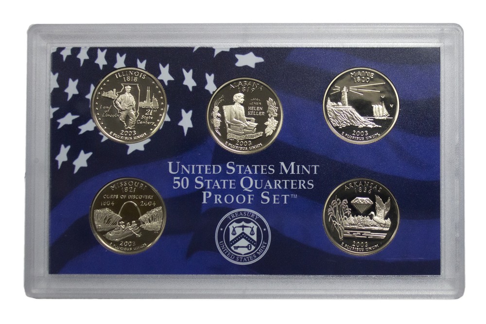 2003 Proof State Quarter Set Gem DCAM (Clad) - No Box or COA - 5 Coins