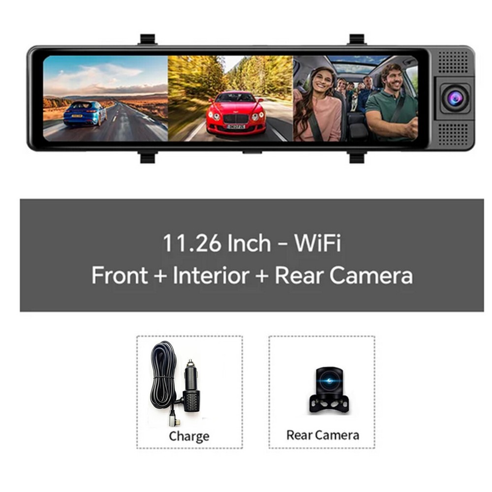 1080P HD Dash Cam Car DVR Front Inside Rear Camera Touch Screen Video Recorder