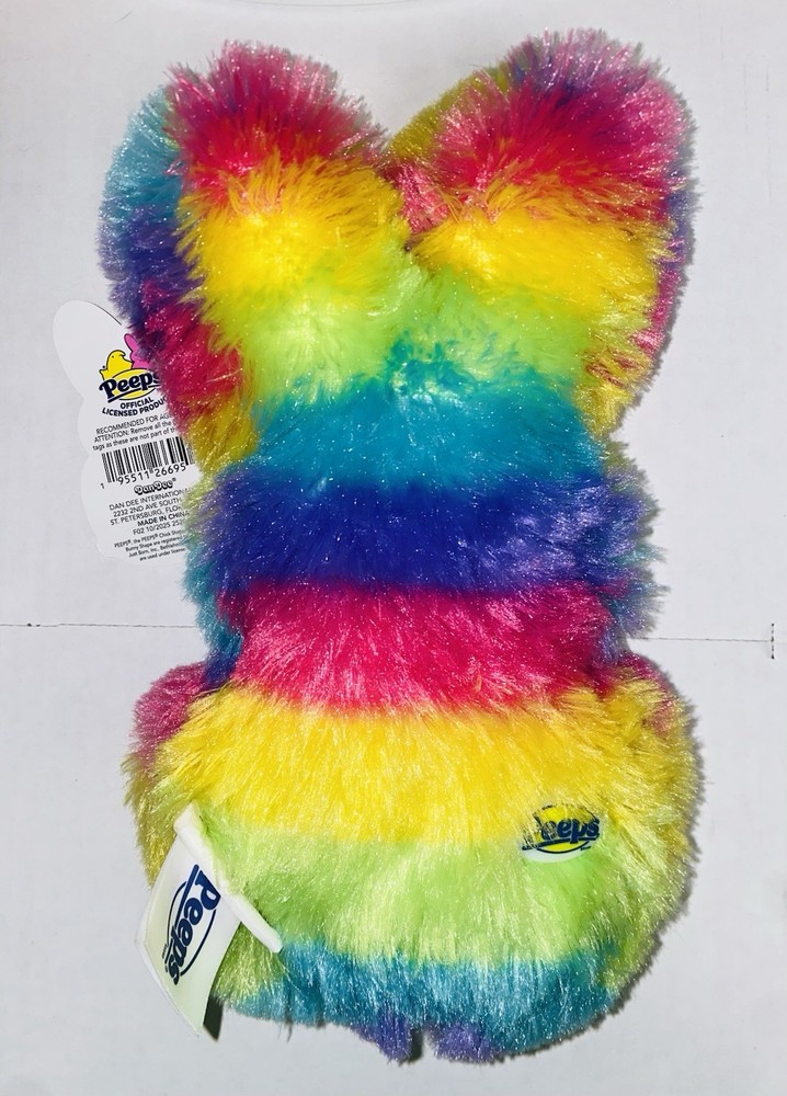 Dan Dee Peeps Official Licensed Rainbow 9" Bunny Plush with Beanbag Bottom NWT