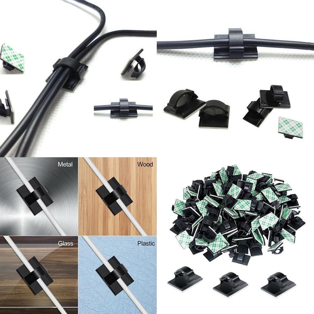 100pcs Wire Clips Cable Holder Clip Cord Organizer Wire
