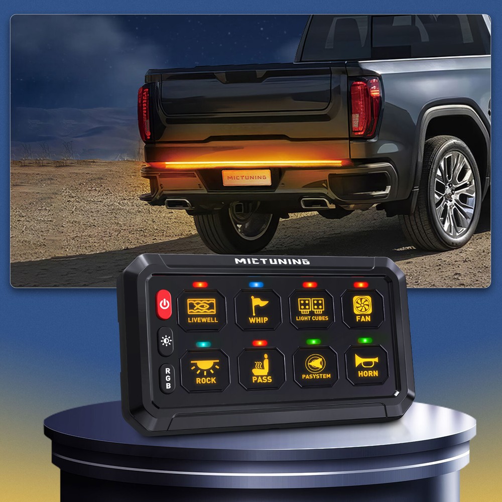 MICTUNING 8 Gang RGB LED Switch Panel Multifunction Circuit Control Relay System