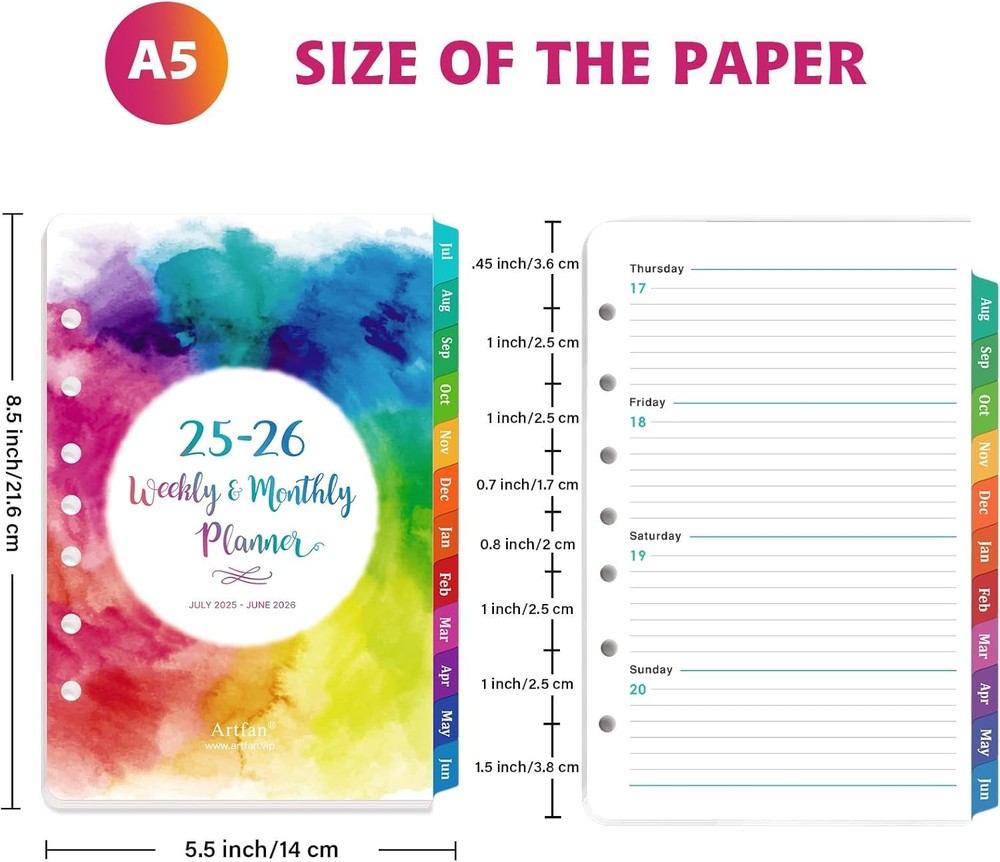 2025-2026 Planner Refills - from July Multicolor