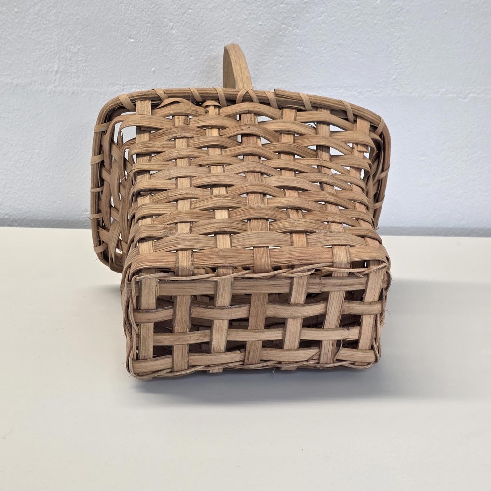Woven Wood Basket with Handle – Rectangular Rustic Decorative Basket