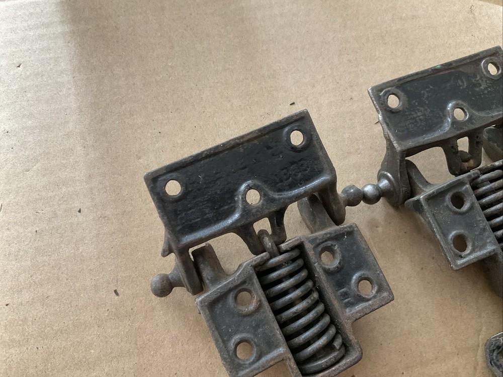 Antique Ornate Victorian Cast Iron Spring Hinge Lot