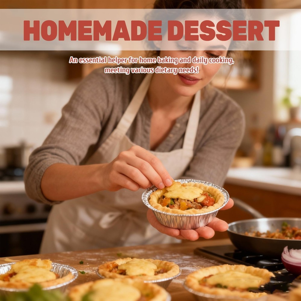 Oopsu 100 Pack 5" Round Tart Pie Foil Pans Disposable 100pack, General