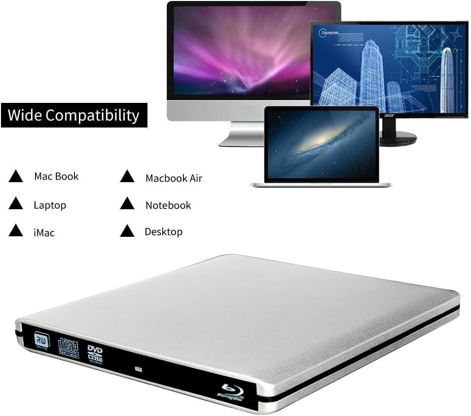 USB C Type C USB 3.0 External 3D HD Blue ray Player for MacBook pro USB C Blue