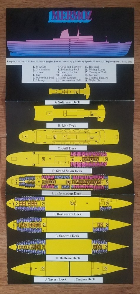 MERMOZ (Paquet) COLOR CODED DECK PLAN