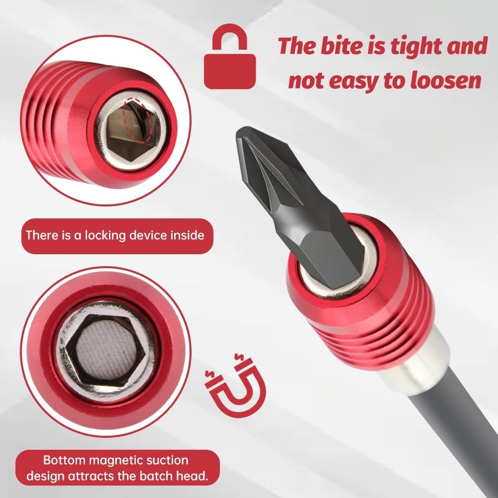 4-Piece Drill Bit Extension Set 2-12" Quick Release Double Lock Holder