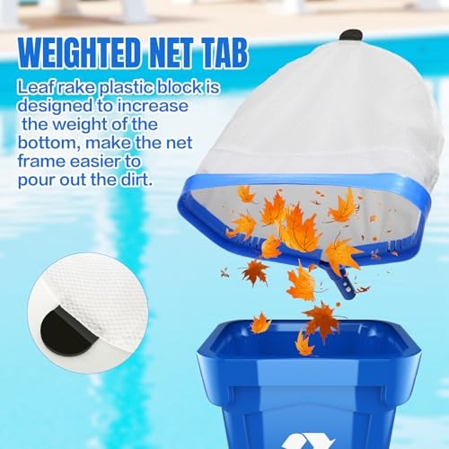 Pool Skimmer Net with Pole, 2.5FT-10FT Adjustable Aluminum Pool Net with Pole