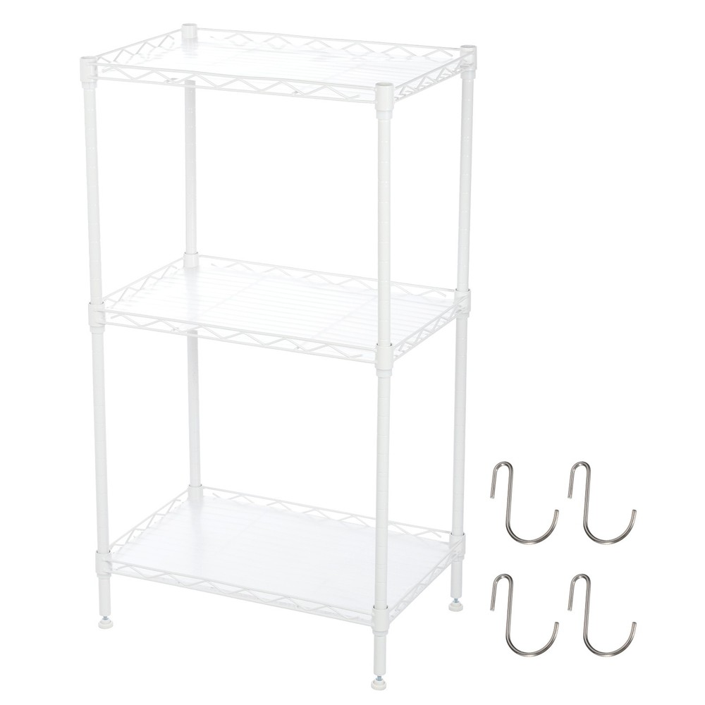 4 Tier Adjustable Storage Shelf 17.3"L x 11.4"W x 31.5"H Organizer Rack, White