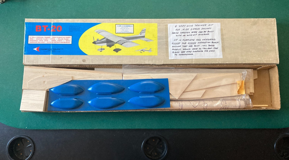 Champion Models BT-20 R/c 50" Balsa Model Airplane Kit