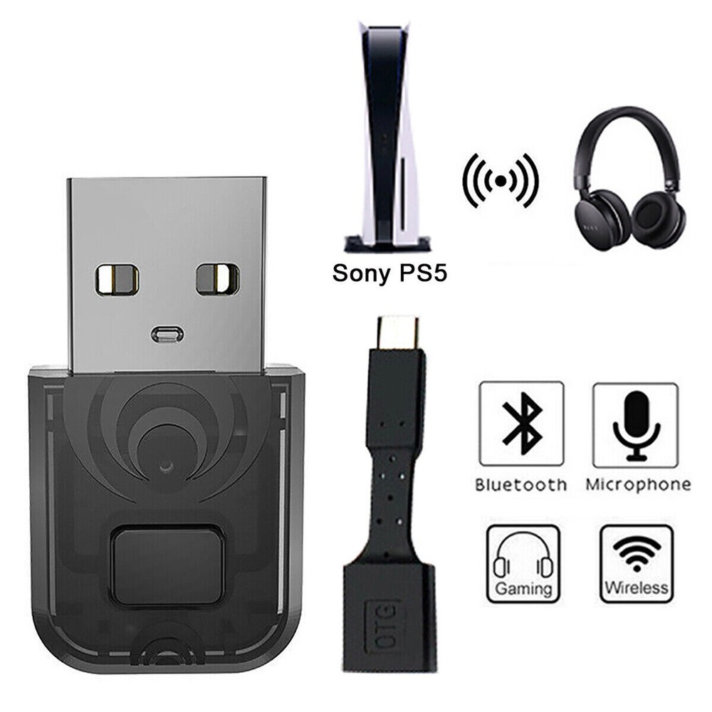 For PS5 PS4 Switch PC Bluetooth USB Dongle Headset HIFI Audio Receiver Adapter