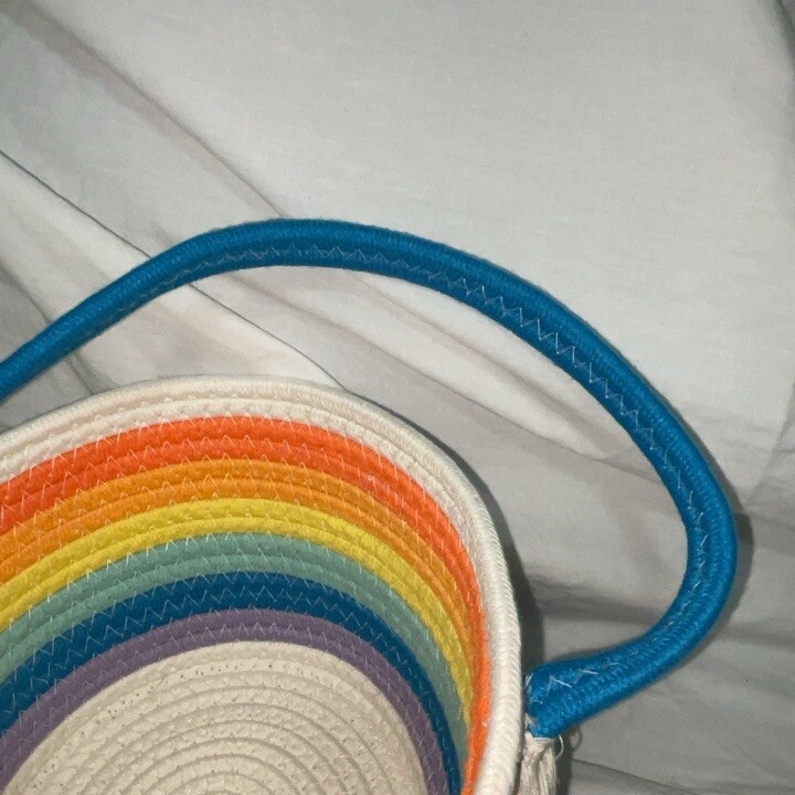 Rainbow coiled rope basket