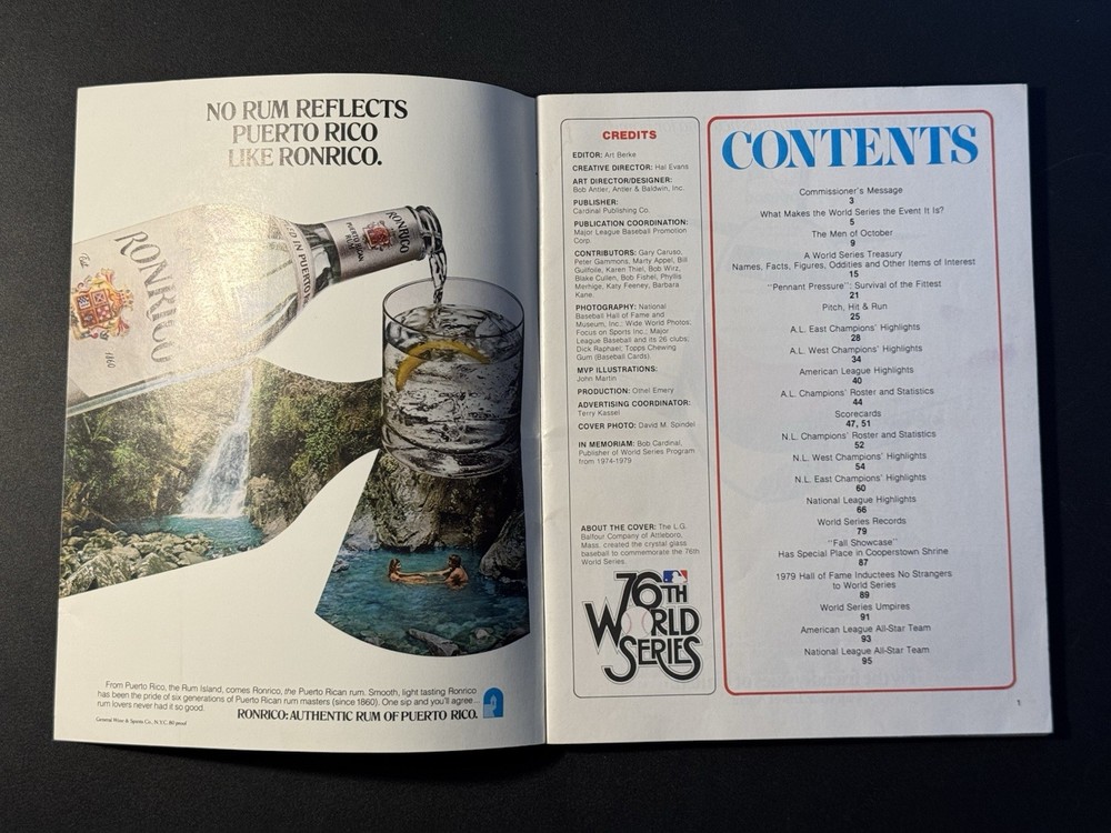 1979 World Series MLB Official Program Pittsburgh Pirates vs. Baltimore Orioles