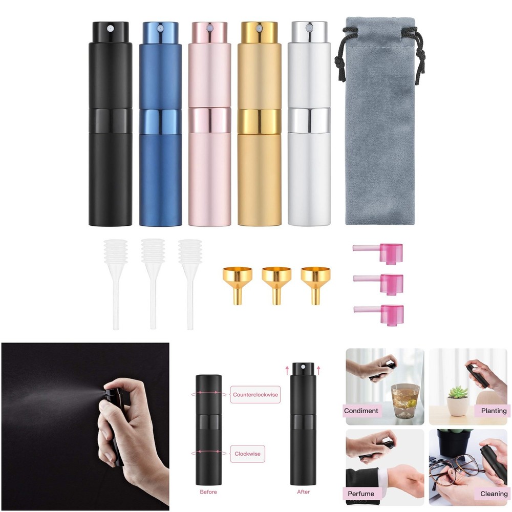 5 Pack Travel Perfume Atomizer Refillable 8ml Cologne Sprayer Mini Multi Color
