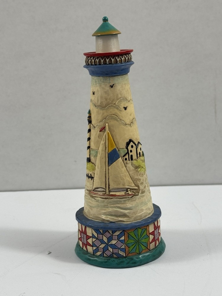 Lighted Lighthouse Figurine Nautical Coastal Decor LED Night Light 7”